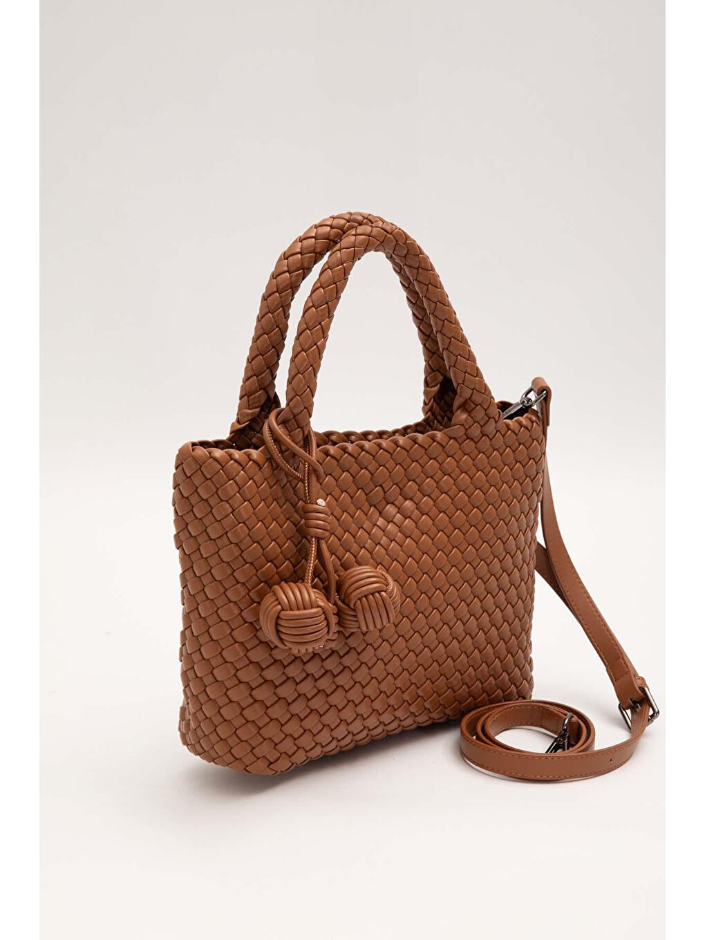 Örme Yumuşak Deri Askılı Çanta 930858 Kahverengi-2