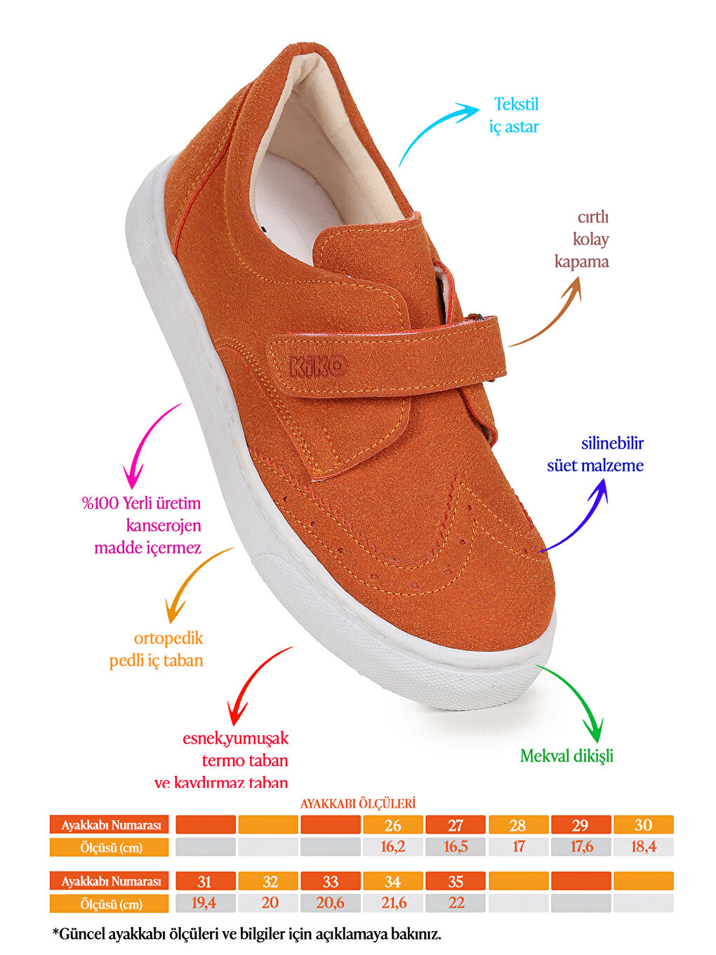 Turuncu Richie Cırtlı Günlük Erkek Çocuk Casual Ayakkabı-1