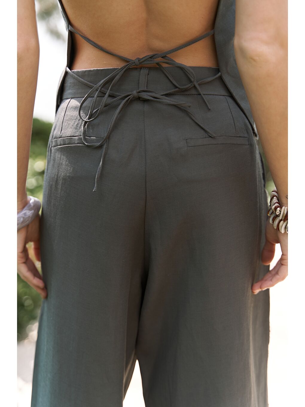 Nagmetah Sırt Pencereli Antrasit Yelek Pantolon Takım-6