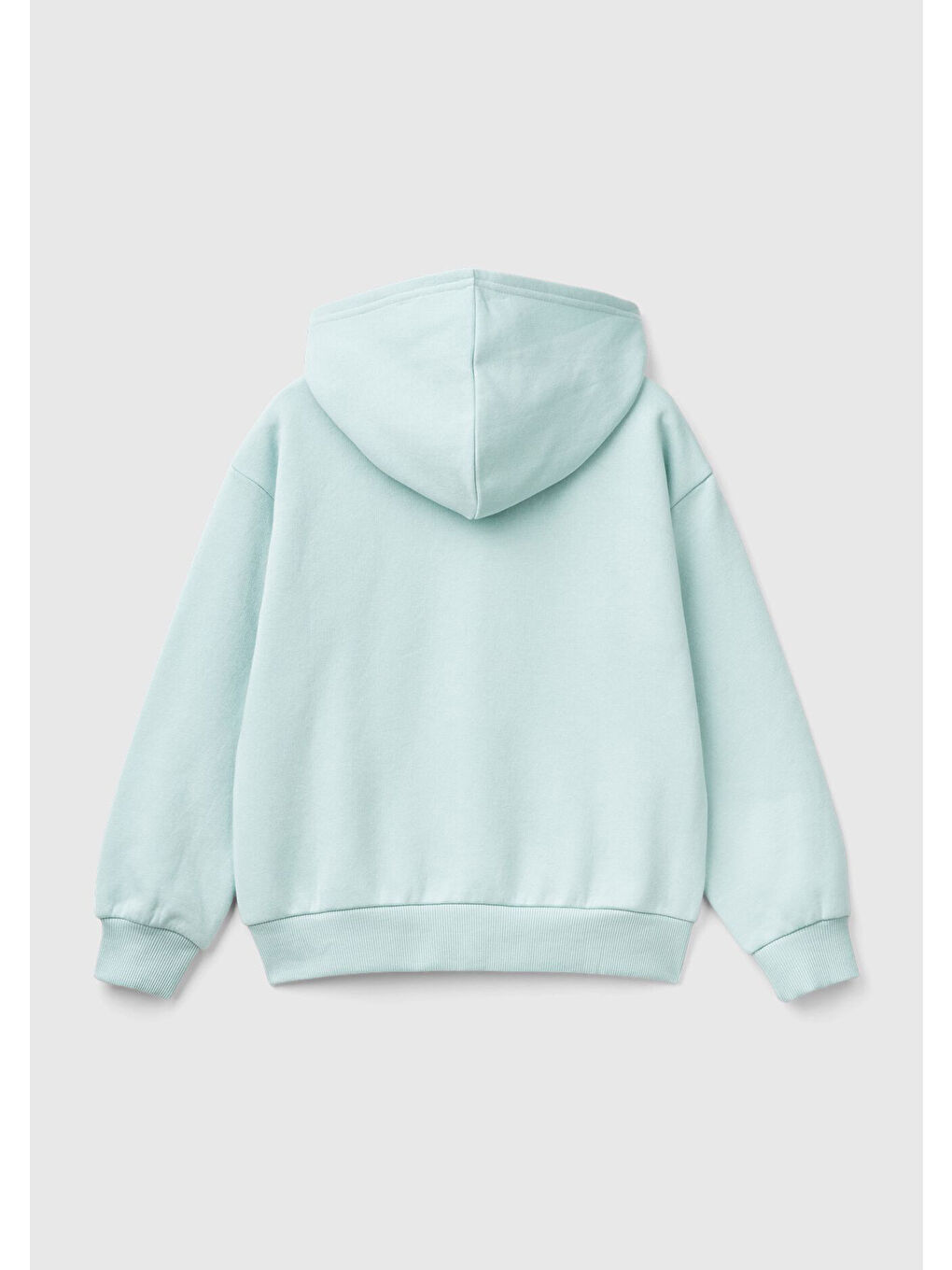 United Colors Of Benetton Turkuaz Kız Çocuk Su Yeşili Pamuk Karışımlı Payet Logolu Kapüşonlu Sweatshirt - 1