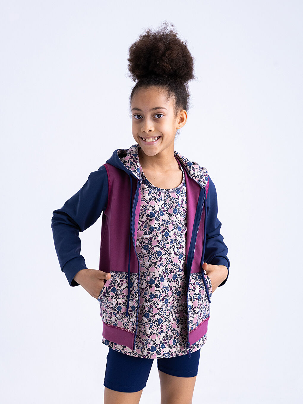 Lacivert Nancy Neon Biker Tayt-3