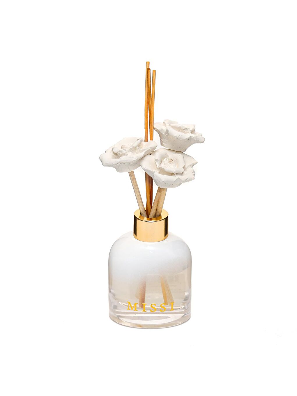 Sevgililer Günü 130 ml Beyaz Cam Şişe Gül Taş Bambu Çubuklu Rosewood Oda Kokusu-1