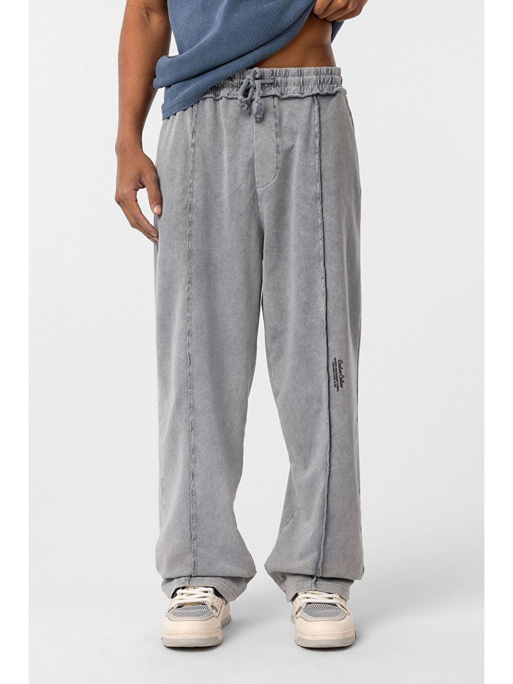 Yıkamalı Baggy Eşofman Alt Gri-2