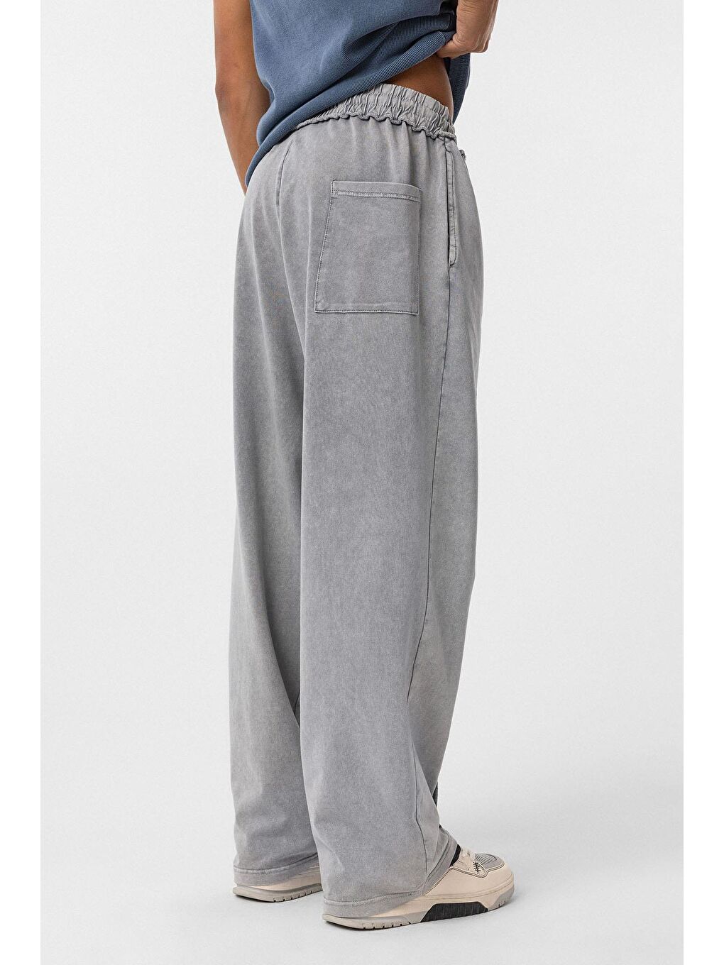 Yıkamalı Baggy Eşofman Alt Gri-4