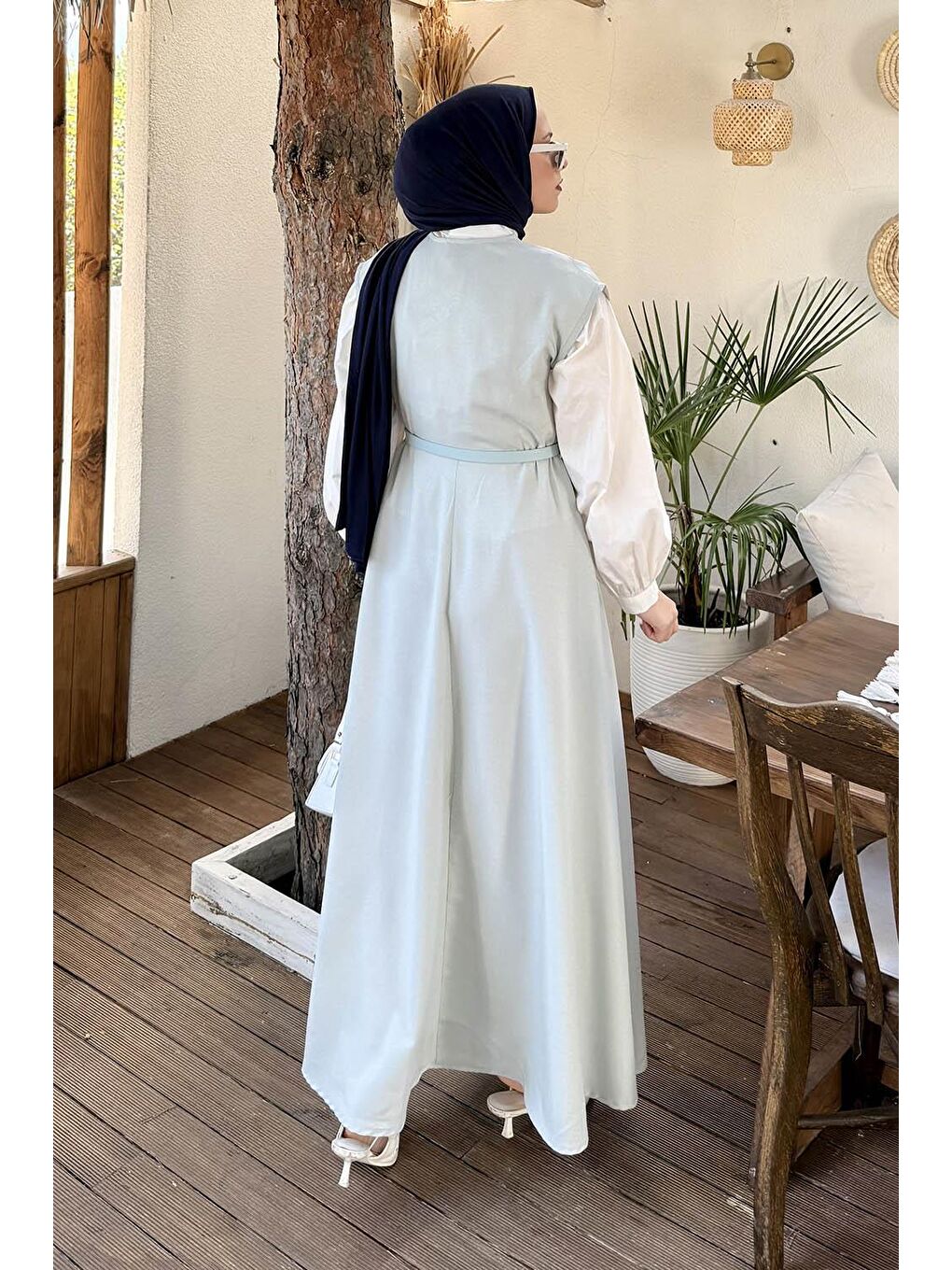 Turkuaz Pile Detaylı Kemerli Jile Su Yeşili-3