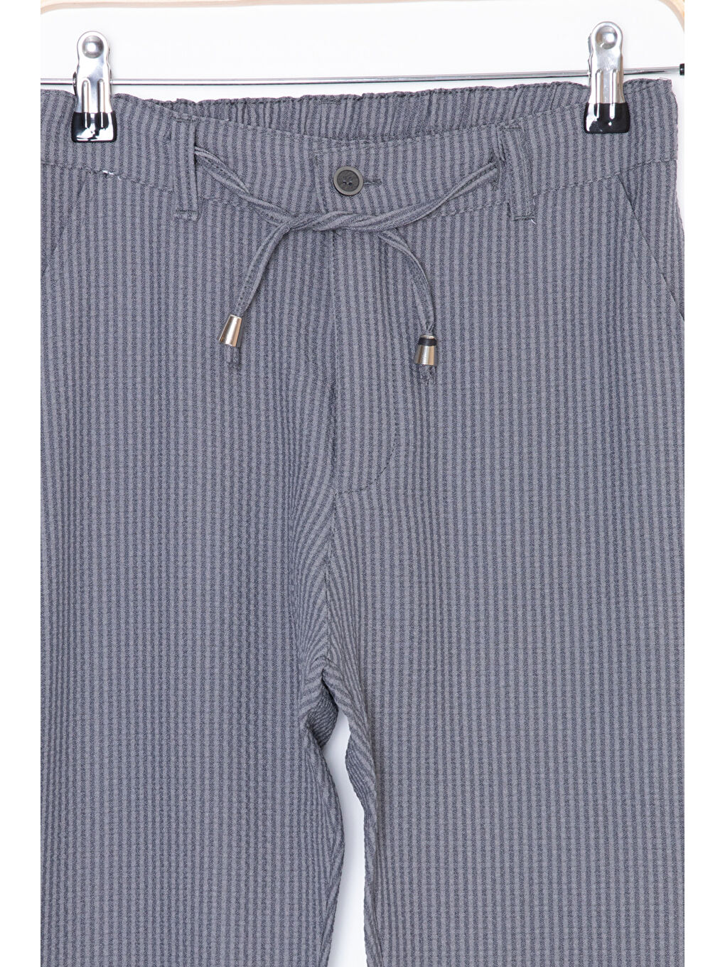 Gri Füme Beli Bağcıklı Duble Paça Erkek Çocuk Jogger Pantolon 20039-1