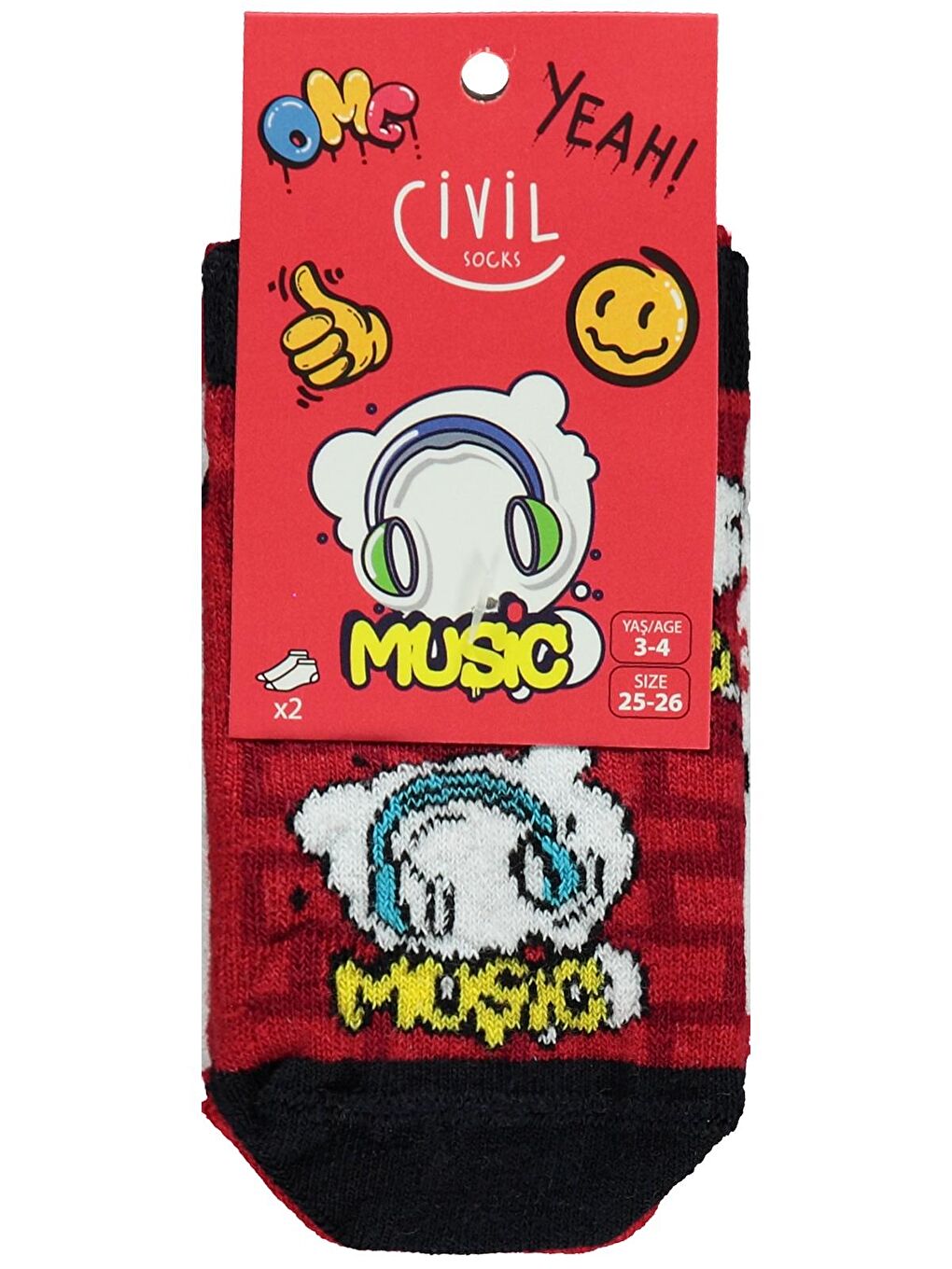 Civil Kırmızı Socks Erkek Çocuk 3'lü Patik Çorap 3-11 Yaş Kırmızı