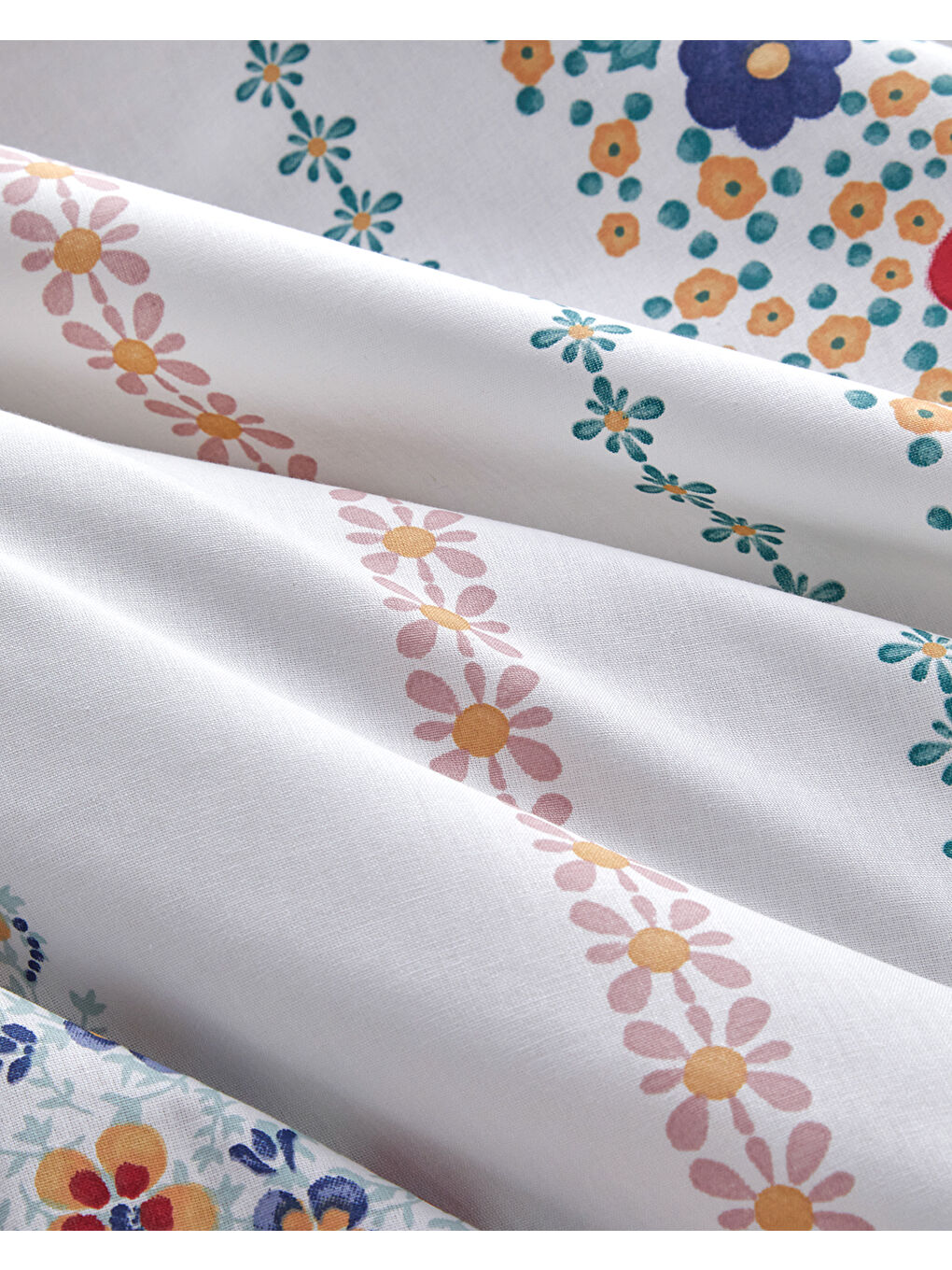 Blossom Bands Çift Taraflı Pamuklu Çift Kişilik Nevresim Seti 200x220 cm Kırmızı - Mavi-4