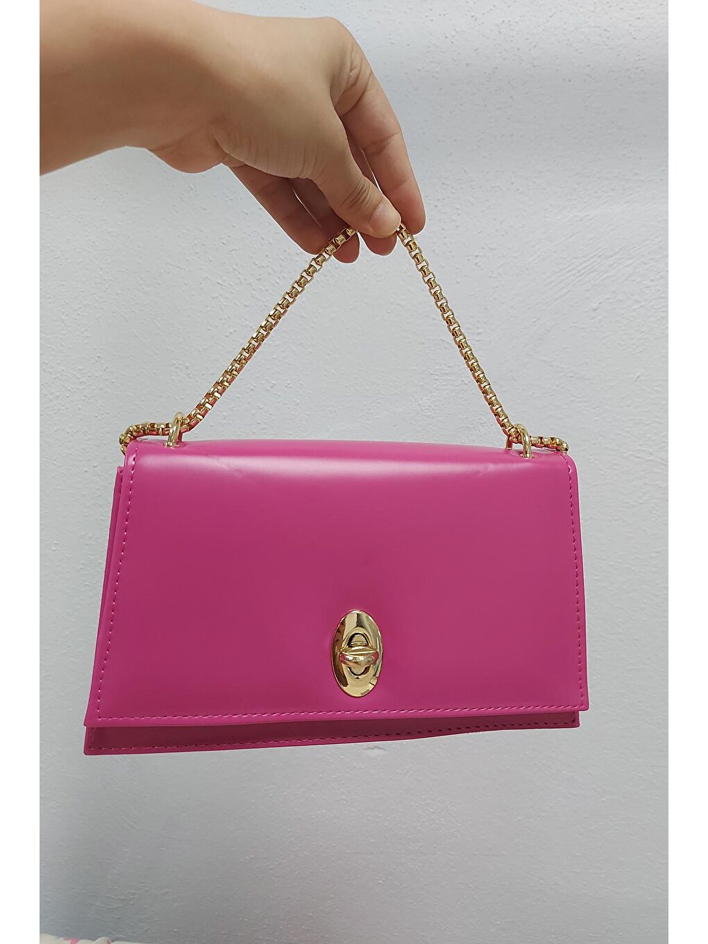 Kadın Pembe Dakote Kilit Kapaklı Kutu Omuz Çanta-2