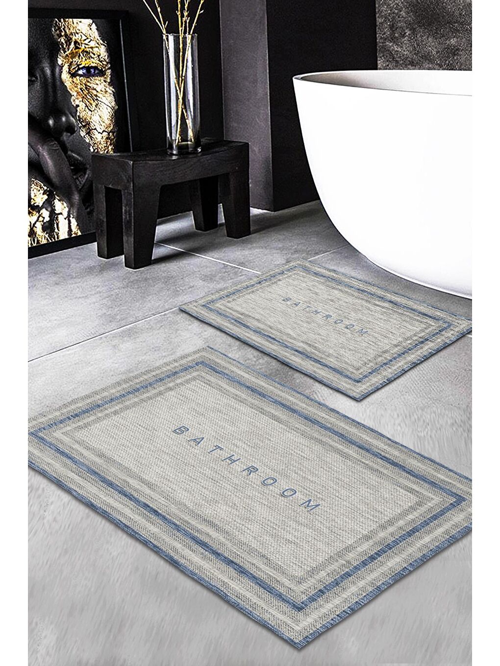 Karışık Modern Desenli Banyo Paspası 2'li 50x60 cm - 60x100cm