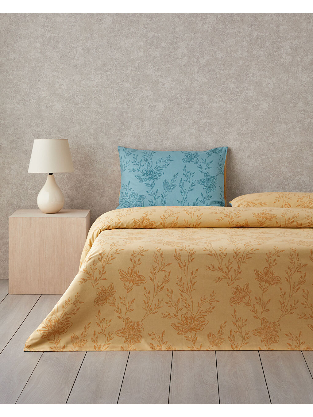 Sarı Natures Palette Çift Taraflı Pamuklu Çift Kişilik Nevresim Seti 200x220 cm Hardal-Yeşil-1