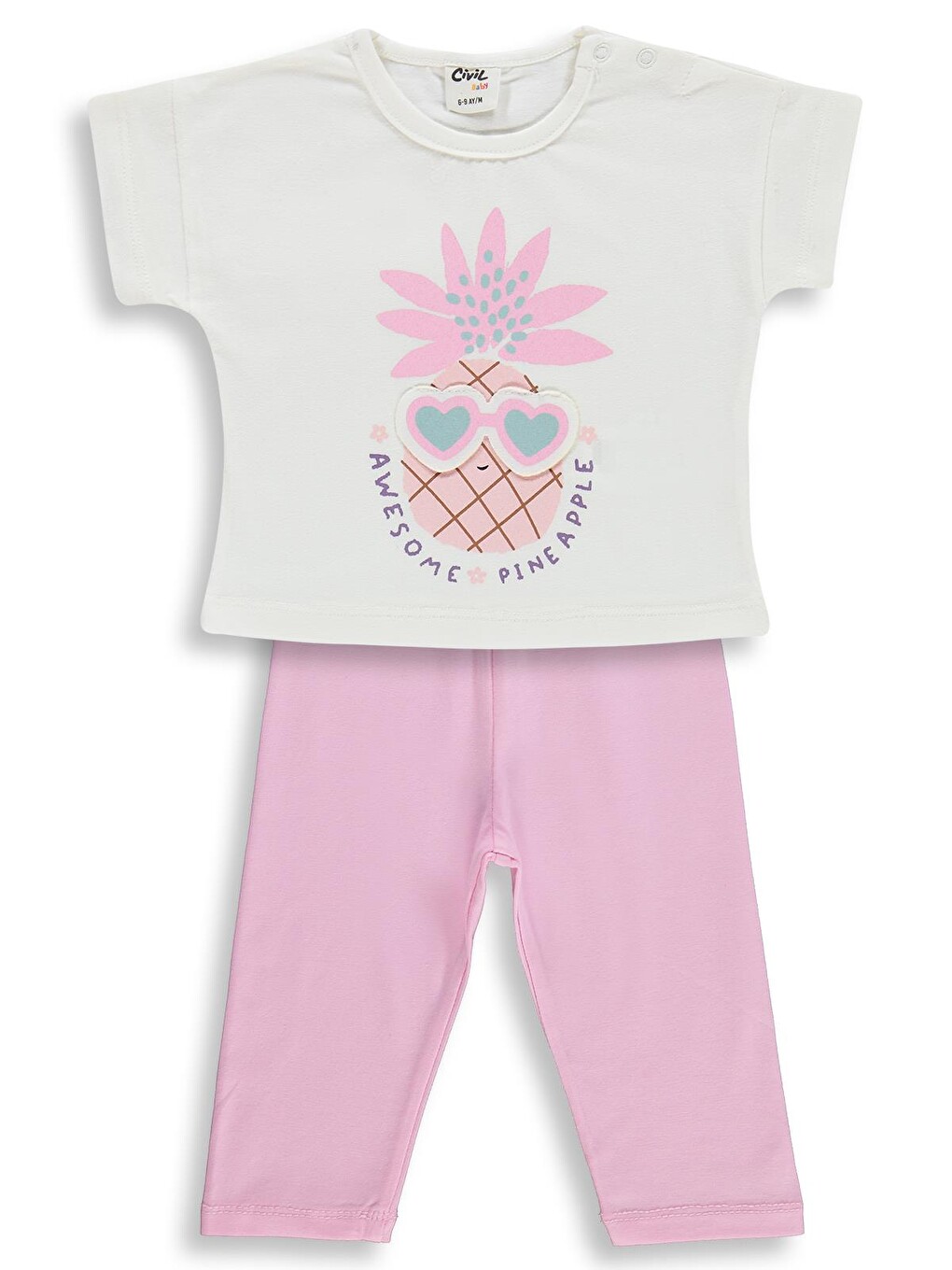 Baby Ananas Baskılı 6-18 Ay Takım - Ekru