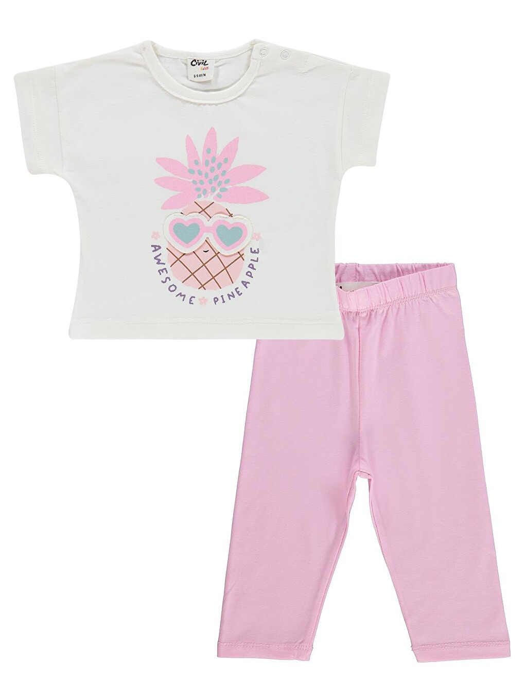 Baby Ananas Baskılı 6-18 Ay Takım - Ekru-2