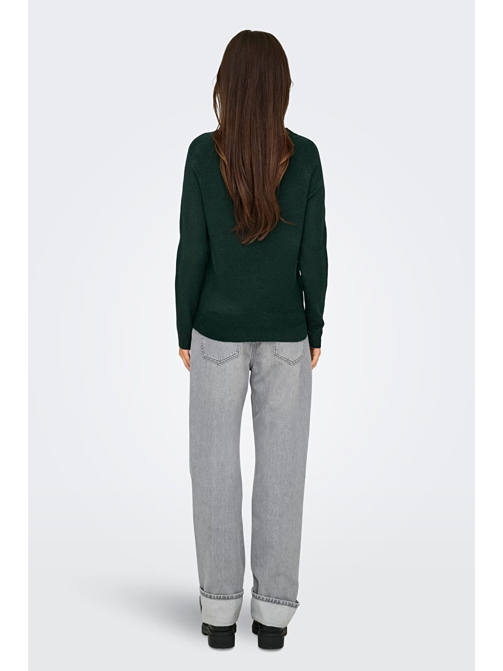 Yeşil Onlrica Regular Fit Bisiklet Yaka Kazak 15204279-3