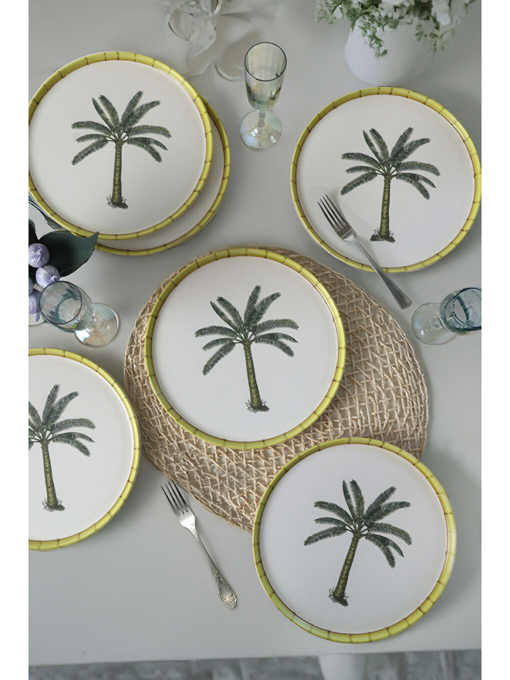 Karışık Palmiye Nordic Servis Tabağı 28 Cm 6 Adet