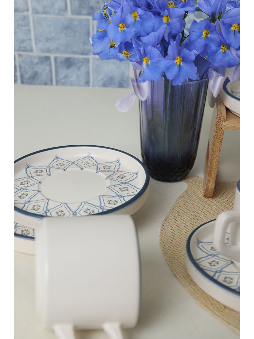 Karışık Floral Waves Stackable Çay Takımı 12 Parça 6 Kişilik-2