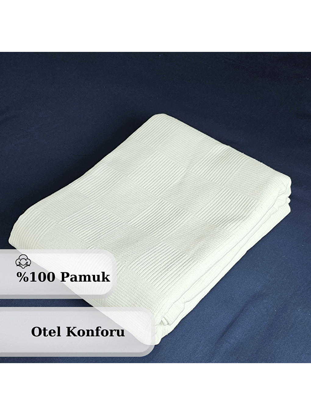 Rossav Home Beyaz %100 Pamuk Dama Desenli Çift Kişilik Pike | Otel Konforu - 2