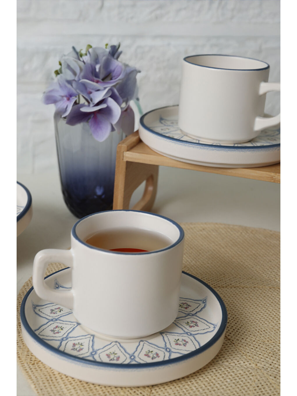 Karışık Floral Waves Stackable Çay Takımı 12 Parça 6 Kişilik-3