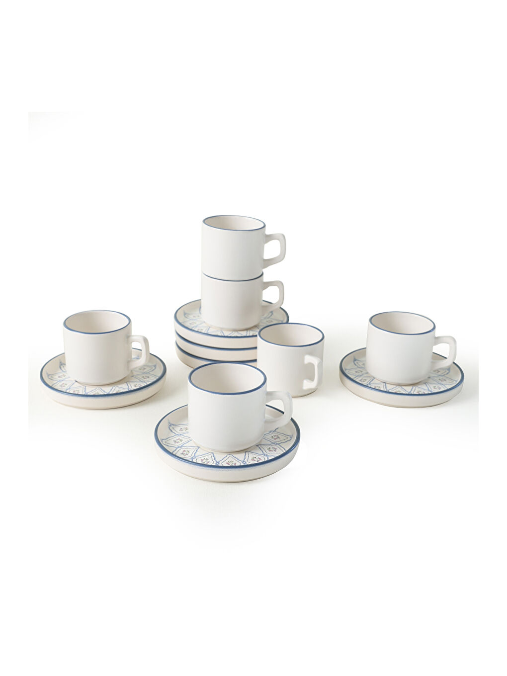 Karışık Floral Waves Stackable Çay Takımı 12 Parça 6 Kişilik-5