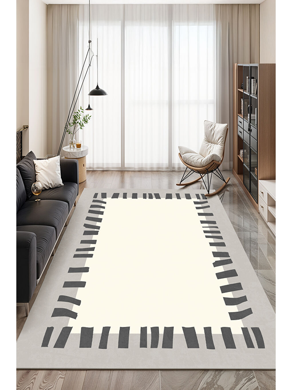 Gri Dekoratif Soft Modern Kaymaz Yıkanabilir Salon Halısı Mutfak Halısı Koridor Halısı Yolluk-3