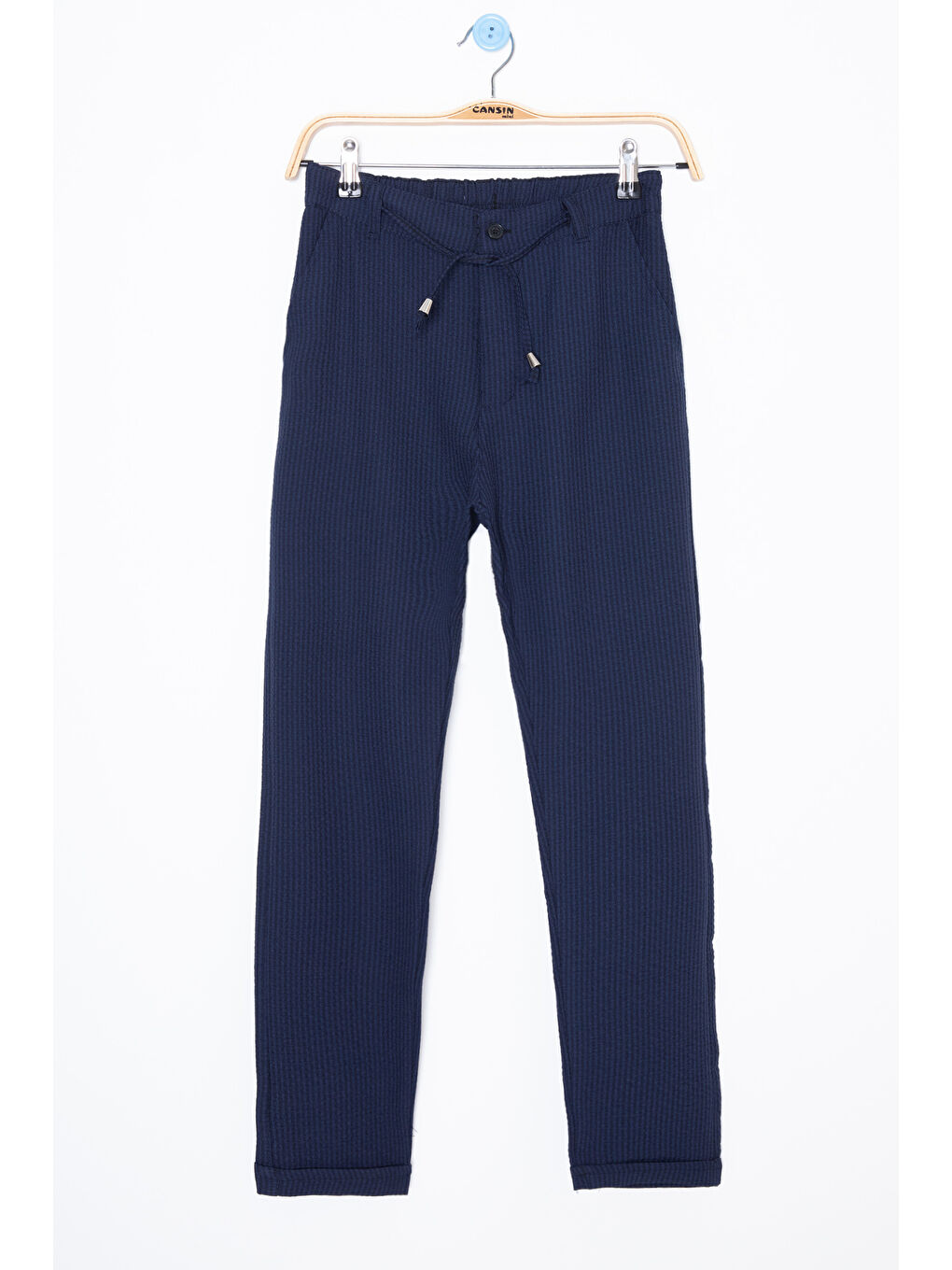 Lacivert Beli Bağcıklı Duble Paça Erkek Çocuk Jogger Pantolon 20041