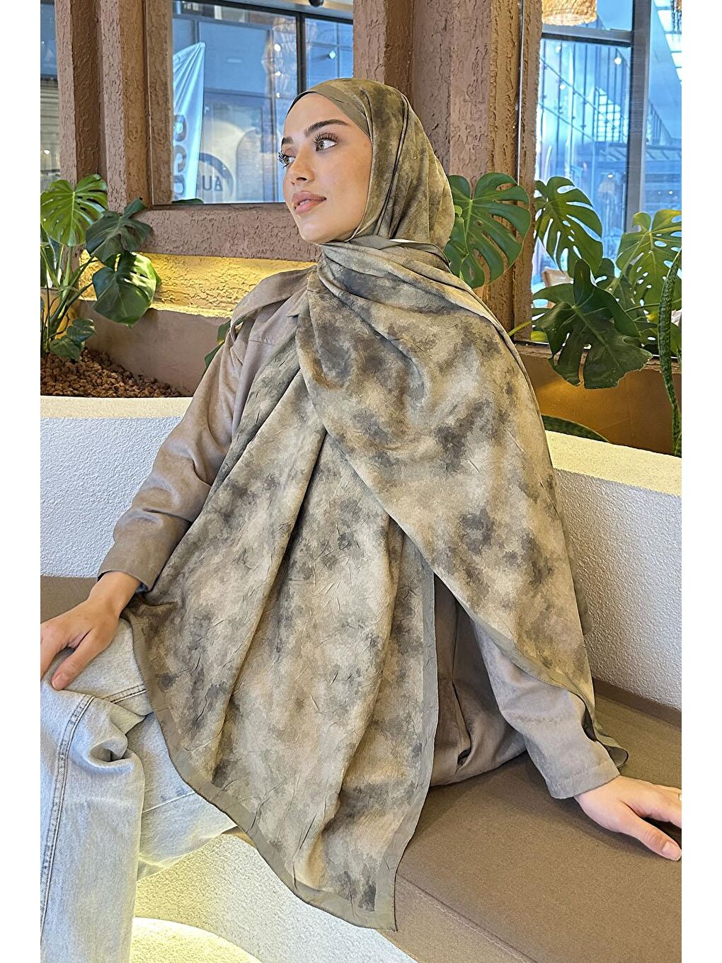 Bulut Desen Bambu Şal Mint Yeşili-3