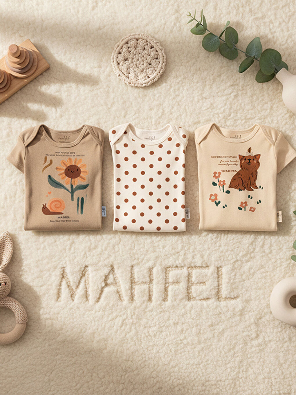 Turuncu 3'Lü %100 Pamuklu Organik Baskılı Kısa Kollu Çıtçıtlı Bebek Body Zıbın 755-748-2