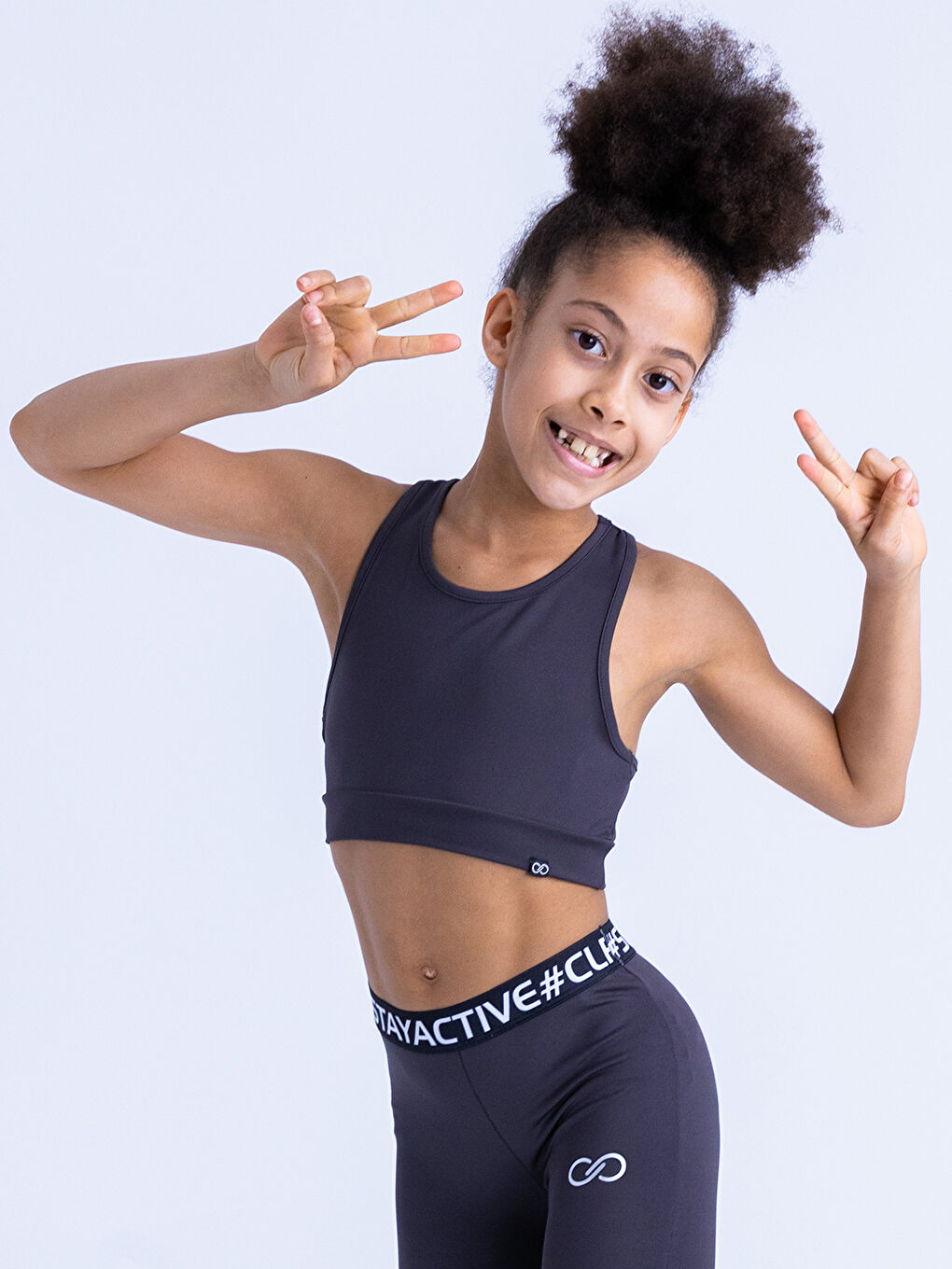 Gri Betty Düz Crop Atlet