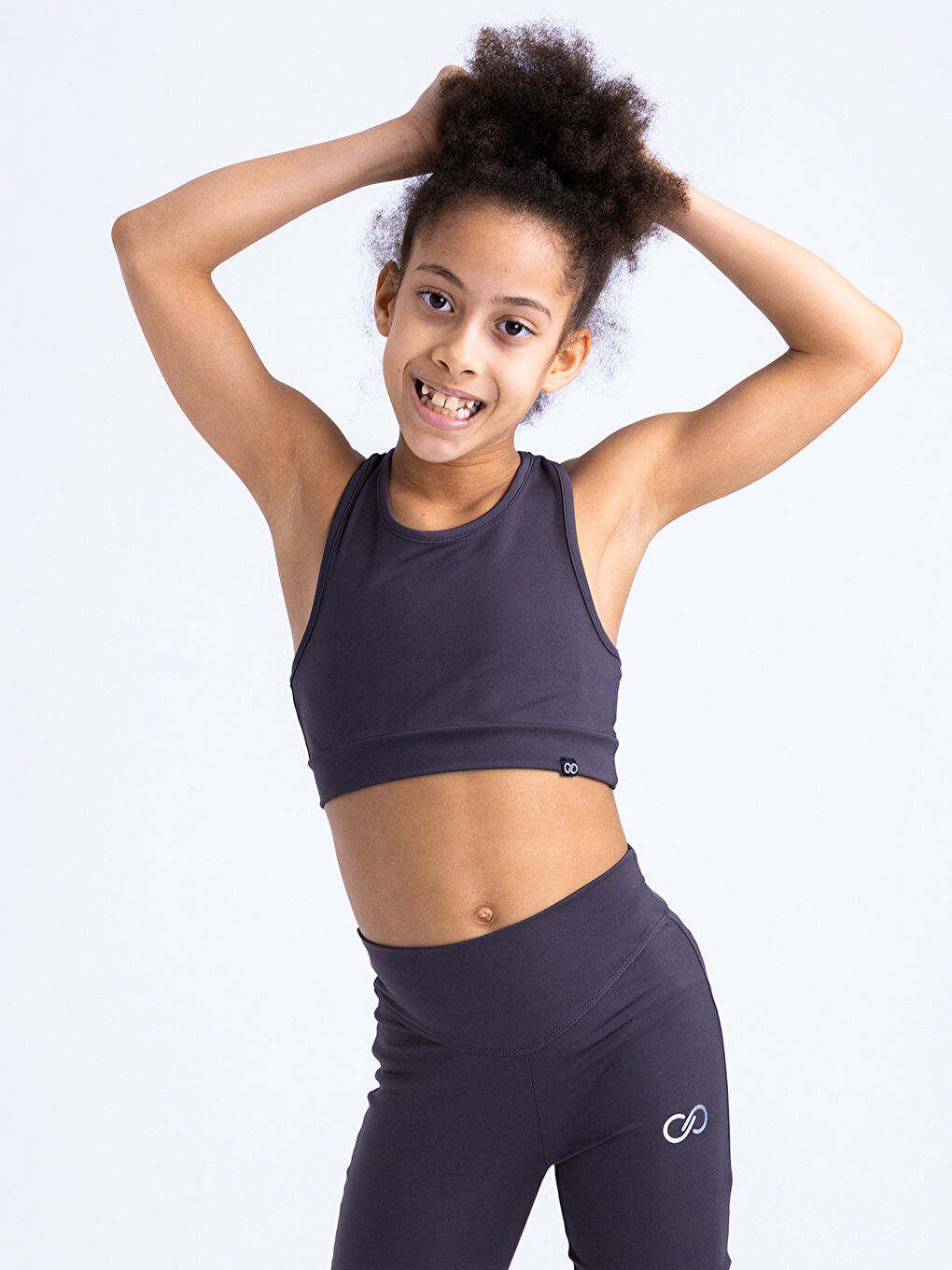 Gri Betty Düz Crop Atlet-1