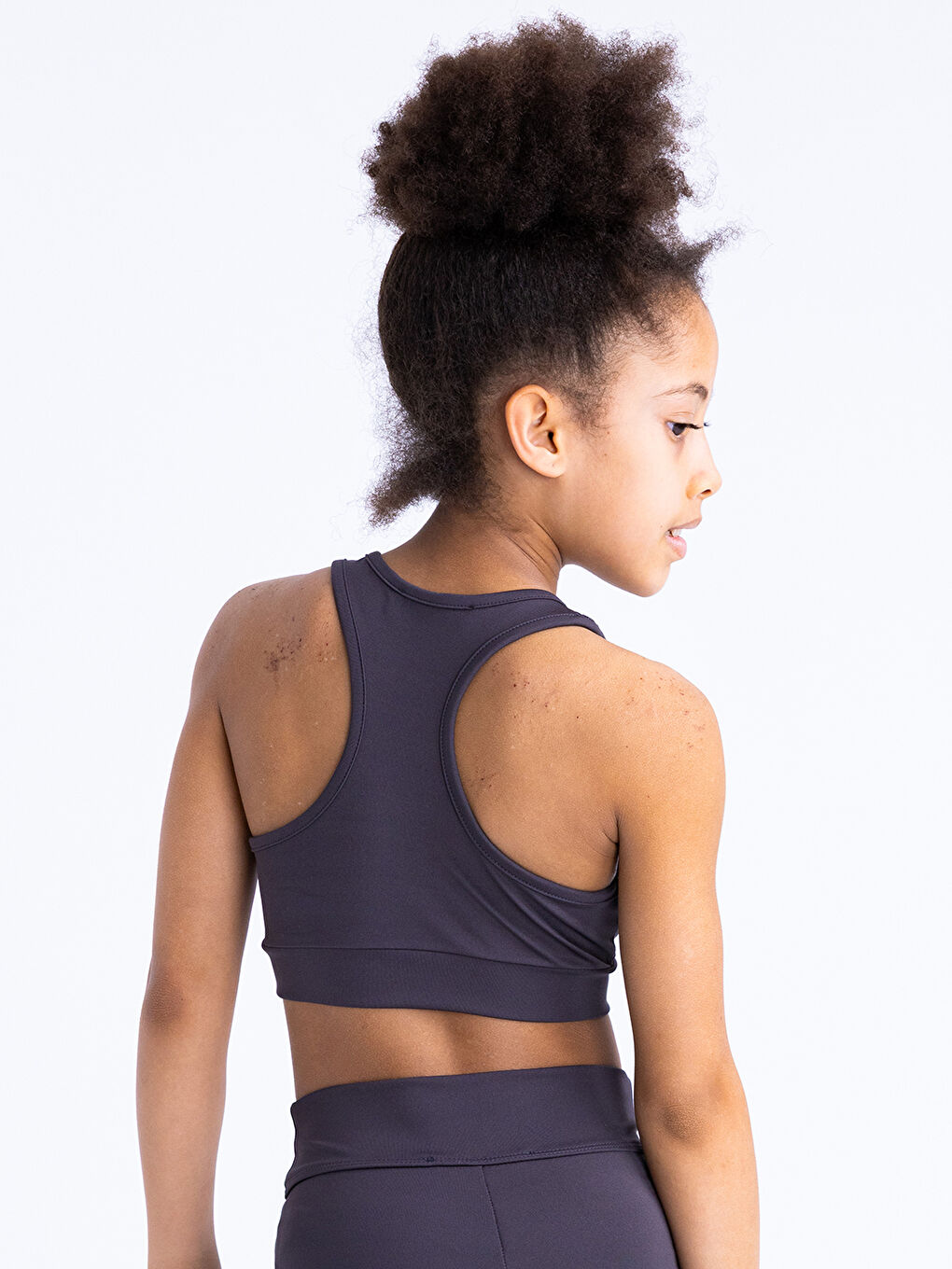 Gri Betty Düz Crop Atlet-2