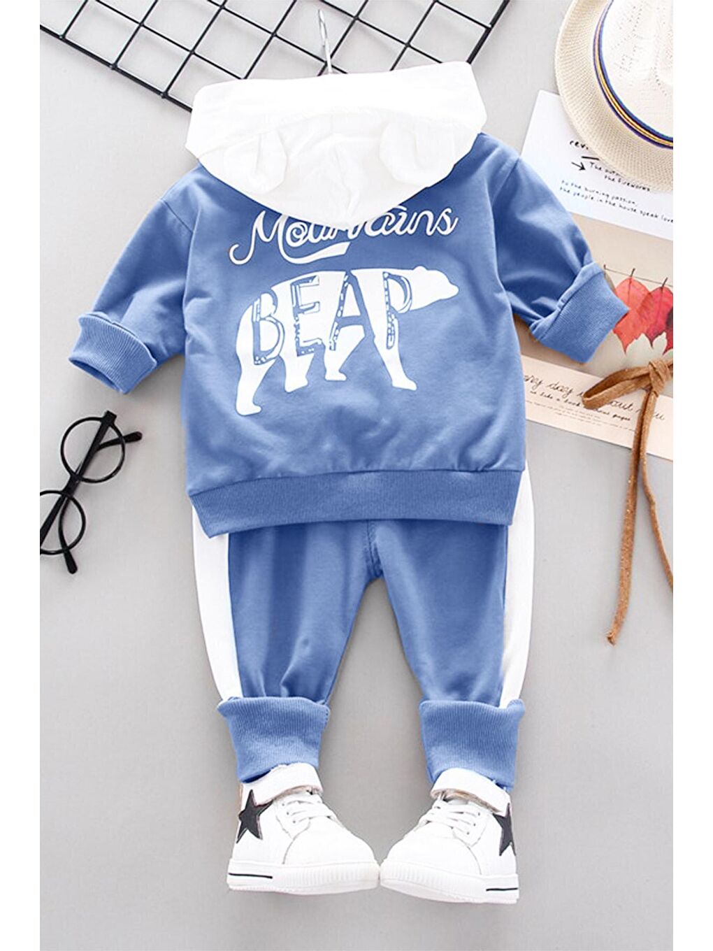 Yeşil Bear Baskılı 2'li Unisex Bebek Takım