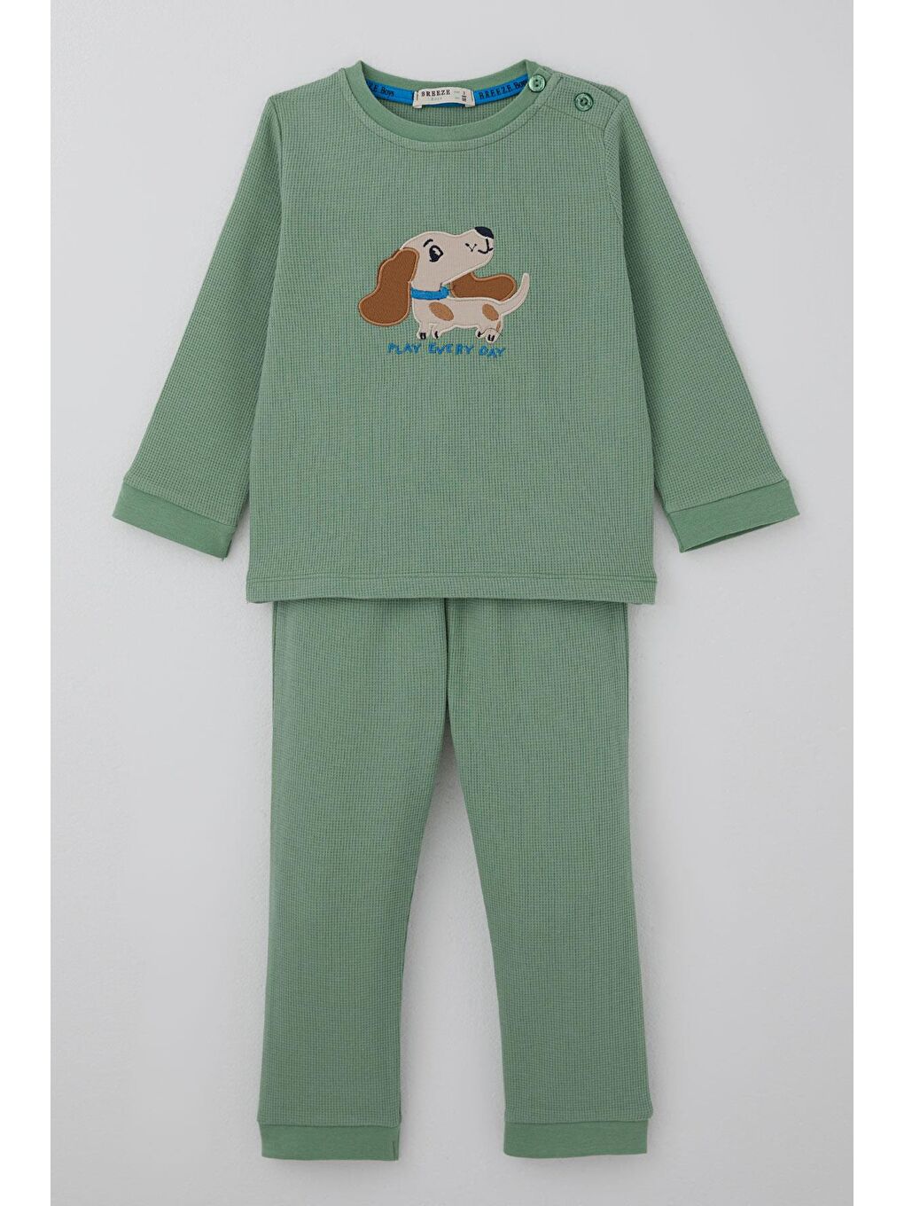 Erkek Bebek Eşofman Takımı Sevimli Köpekçik Nakışlı Mint Yeşili (9 Ay-3 Yaş)