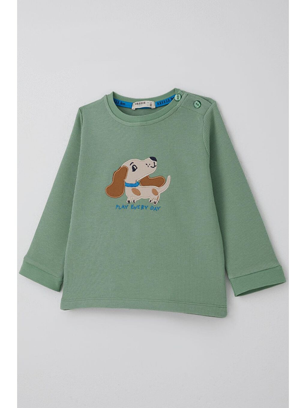 Erkek Bebek Eşofman Takımı Sevimli Köpekçik Nakışlı Mint Yeşili (9 Ay-3 Yaş)-5