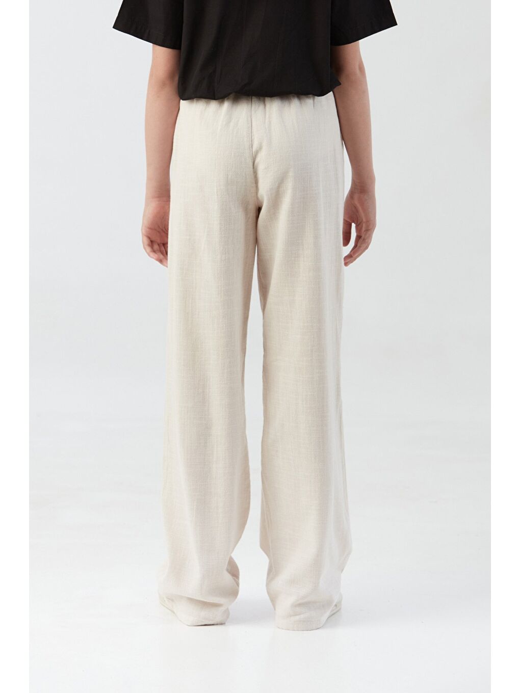 Ekru Beli Bağlamalı Kız Çocuk Palazzo Pantolon-2