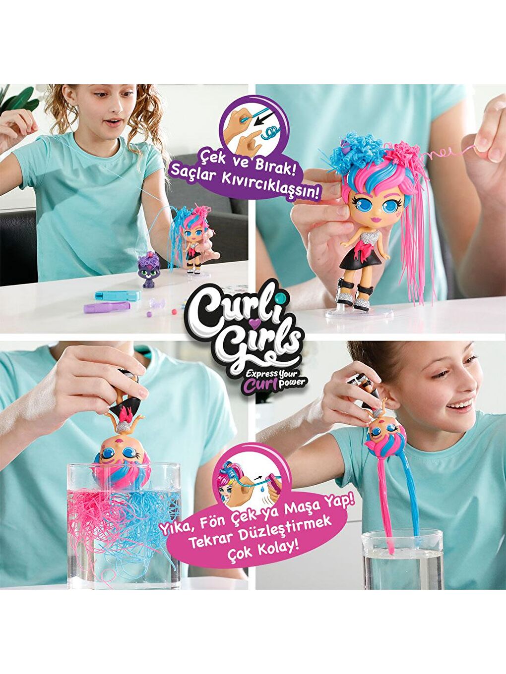 Silverlit Karışık Curli Girls Bebek ve Hayvan 2'li Set - Adeli ve Fiji - 6