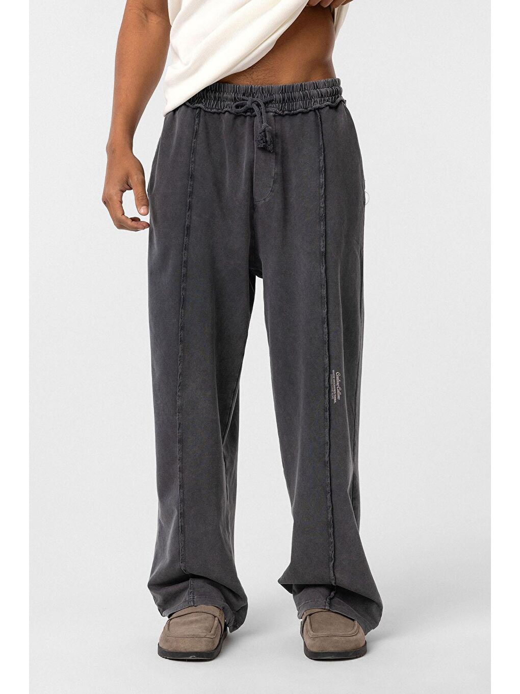 Yıkamalı Baggy Eşofman Alt Siyah