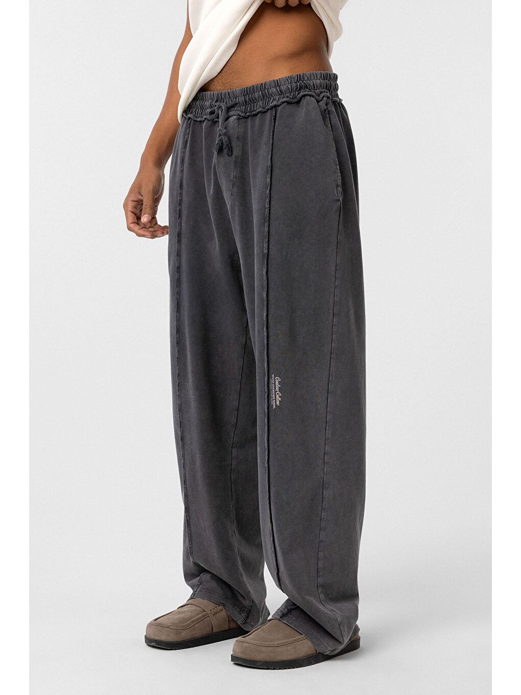 Yıkamalı Baggy Eşofman Alt Siyah-2