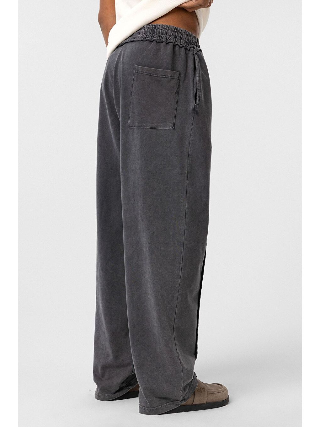 Yıkamalı Baggy Eşofman Alt Siyah-3