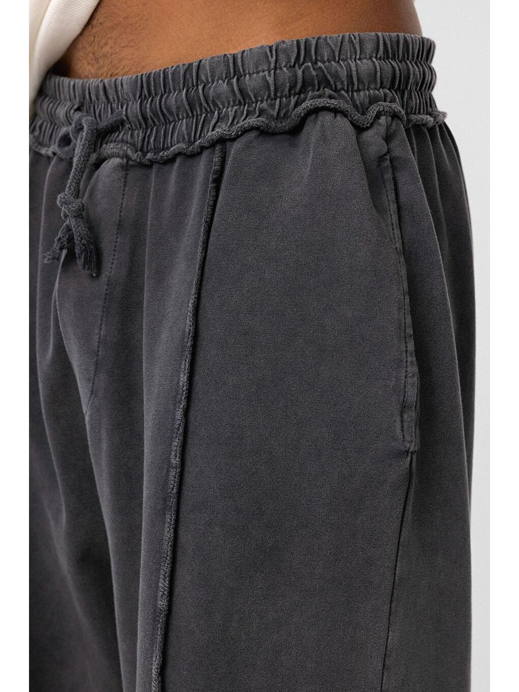 Yıkamalı Baggy Eşofman Alt Siyah-4