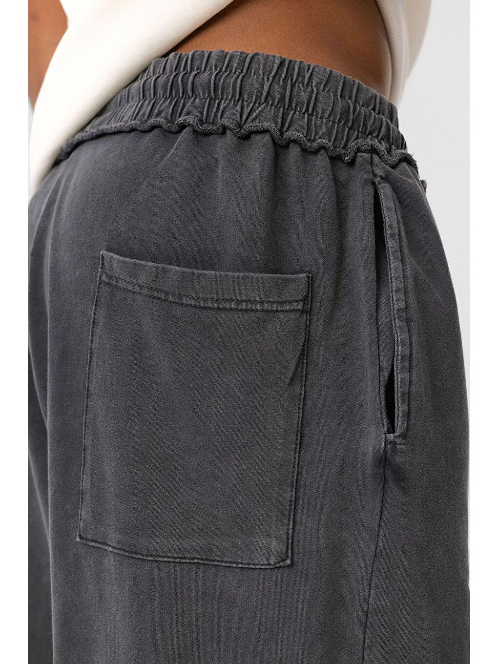 Yıkamalı Baggy Eşofman Alt Siyah-5