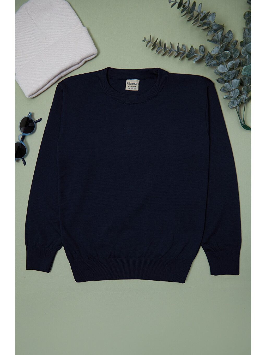 Lacivert Basic Bisiklet Yaka Erkek Çocuk Triko Kazak