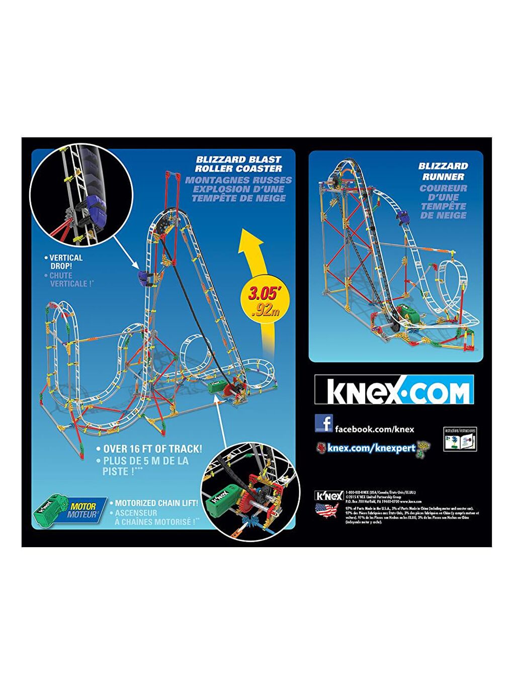 KNex Karışık K'Nex Blizzard Blast Roller Coaster Seti (Motorlu) Hız Treni - 4