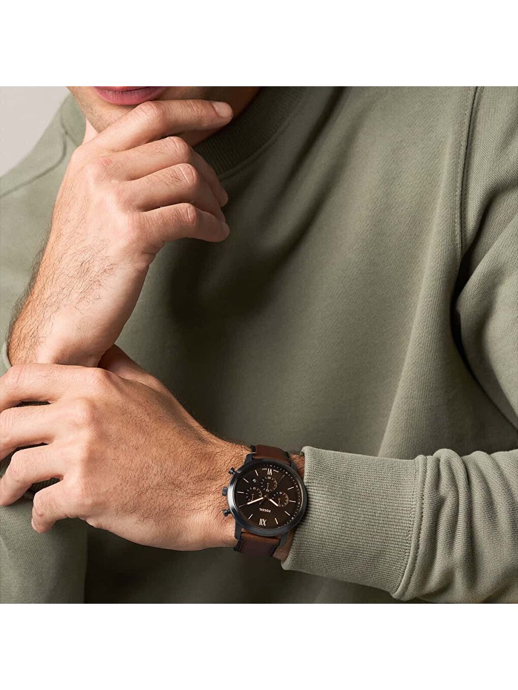 Kahverengi FFS6163 Erkek Kol Saati-5