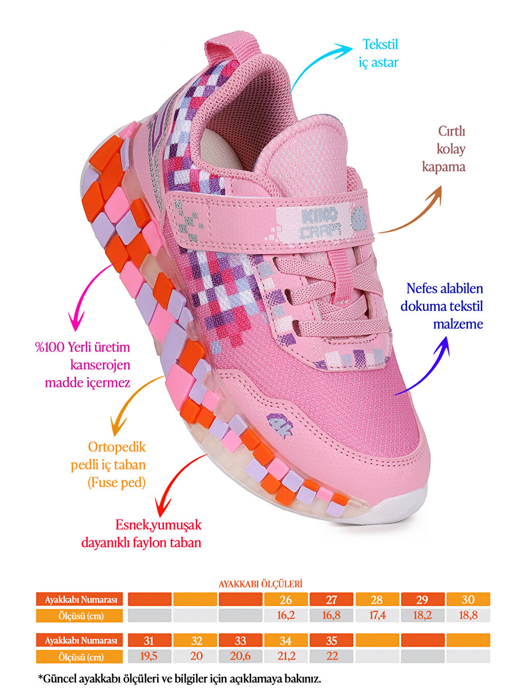 Pembe Jenks Craft Cırtlı Kız Çocuk Spor Ayakkabı-1