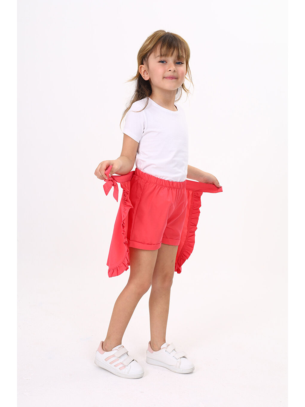 Kırmızı Kız Çocuk Etekli Şort-4