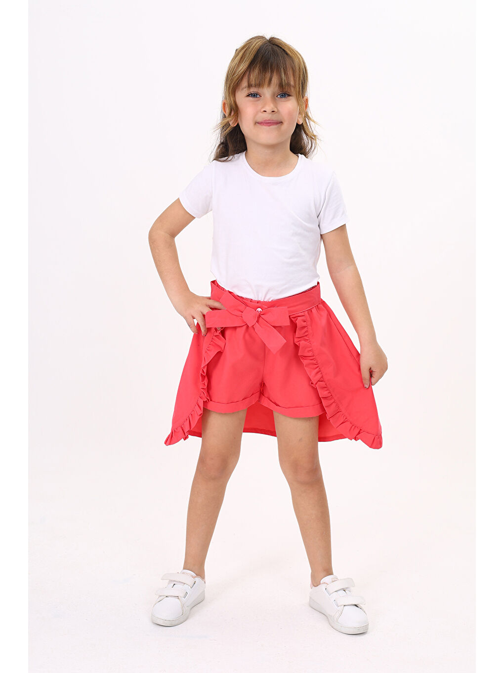 Kırmızı Kız Çocuk Etekli Şort-5