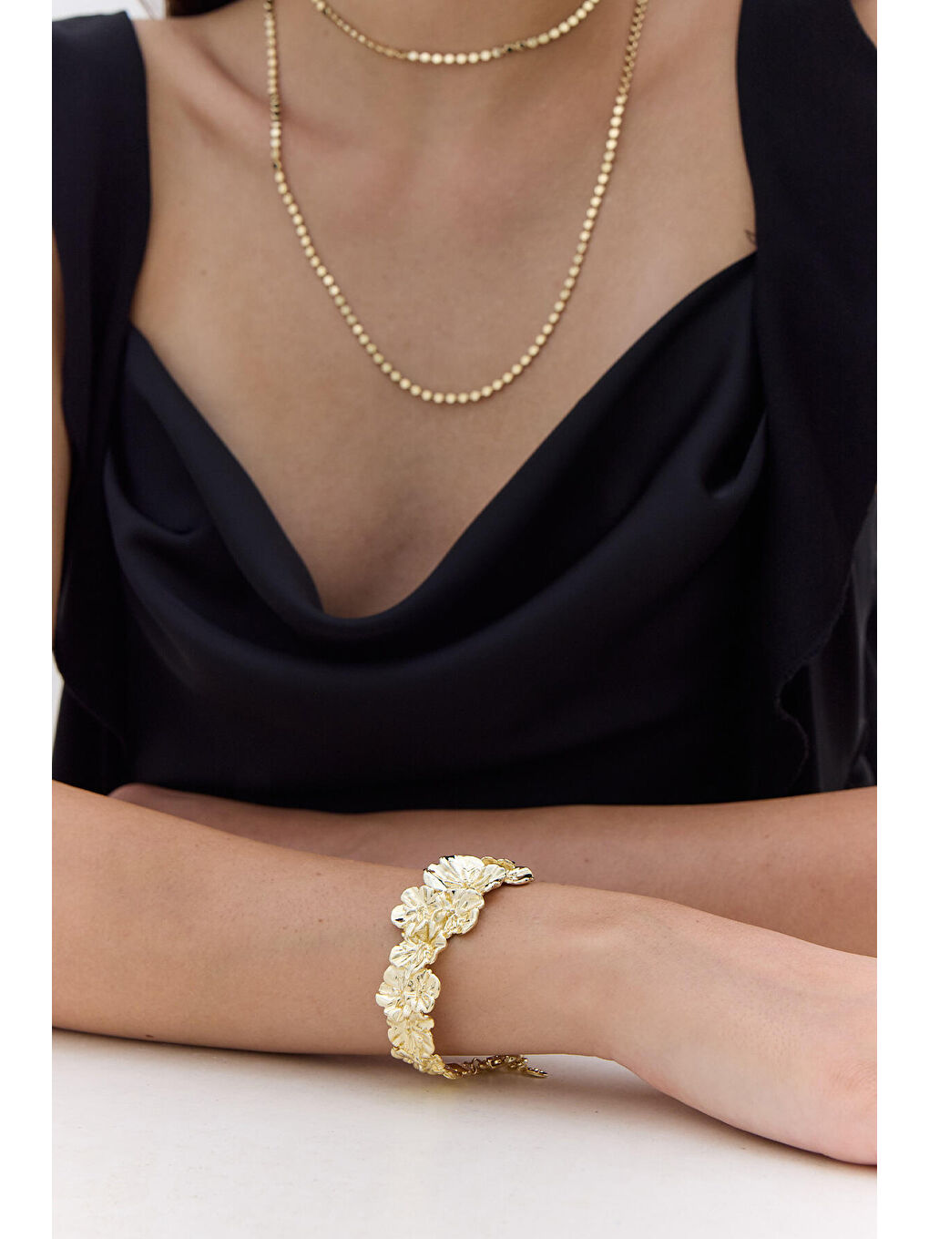 Vıntage Çiçek Bilezik Açık Sarı-1