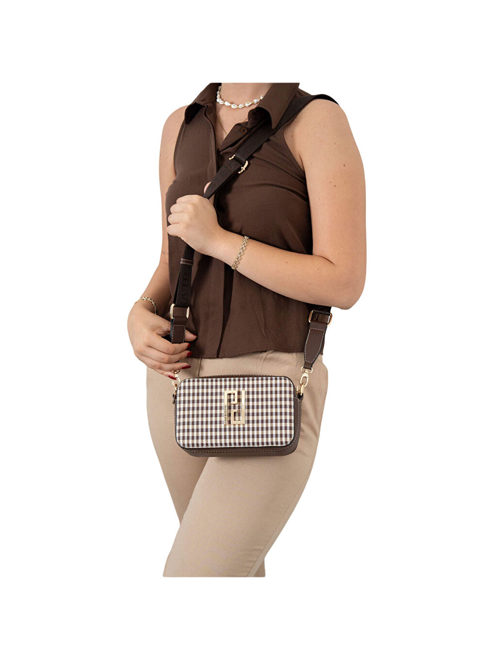 Kahverengi Kadın Çapraz Çanta 1078-47385 SILVER POLO ÇAPRAZ BAYAN ÇANTASI M191 KAHVE SARI-MAT KAHVE