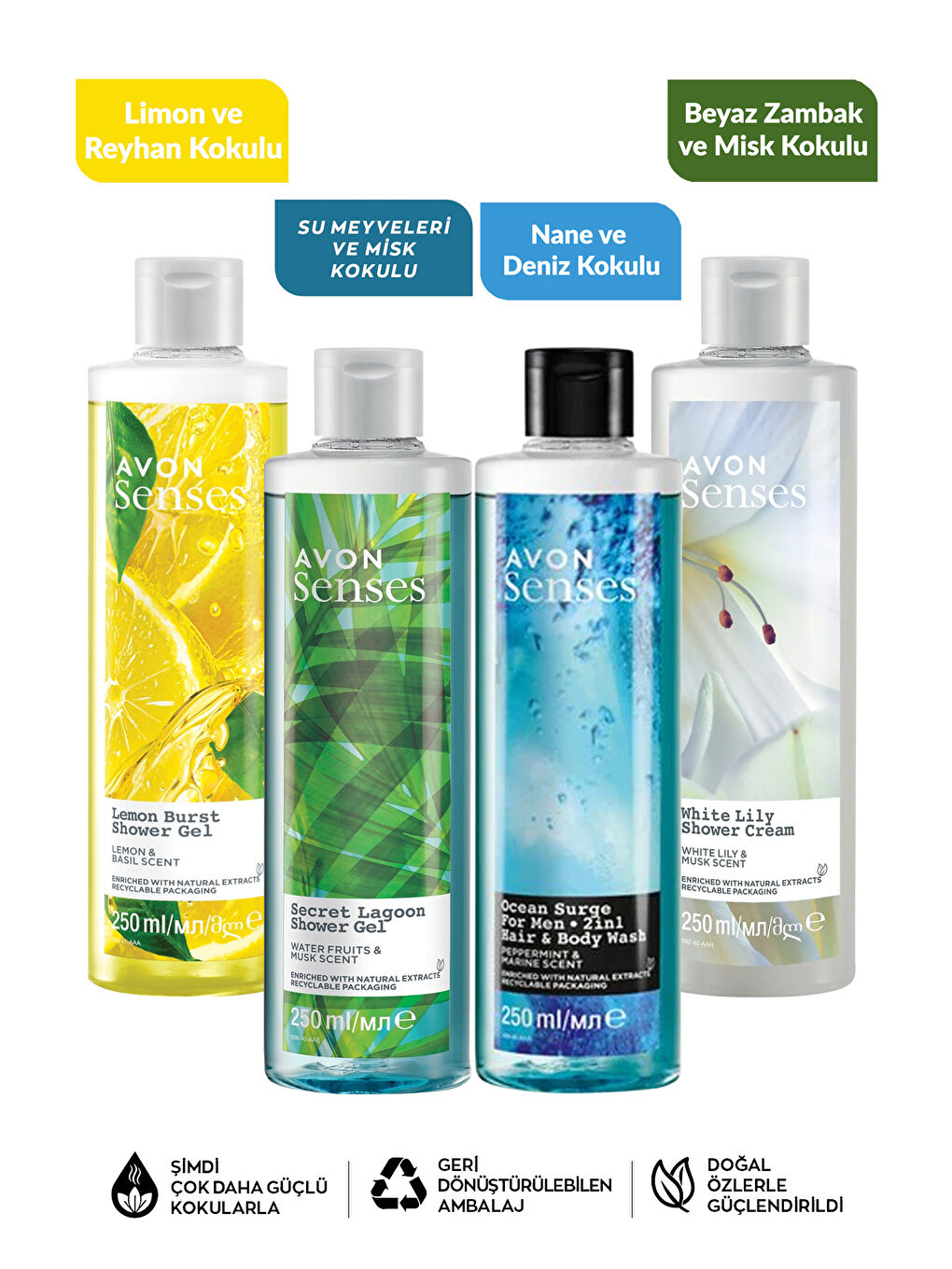 Limon Reyhan Beyaz Zambak Misk Nane ve Deniz Kokulu Duş Jeli Paketi-1