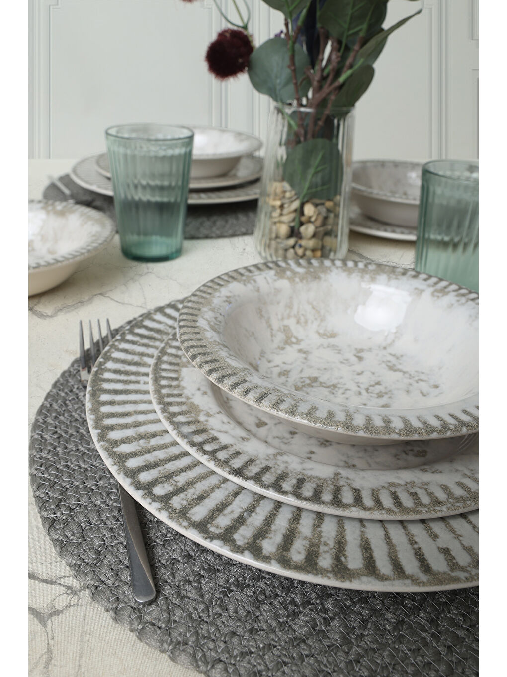 Karışık Deep  Moon Brown Assos Yemek Takımı 18 Parça 6 Kişilik-2